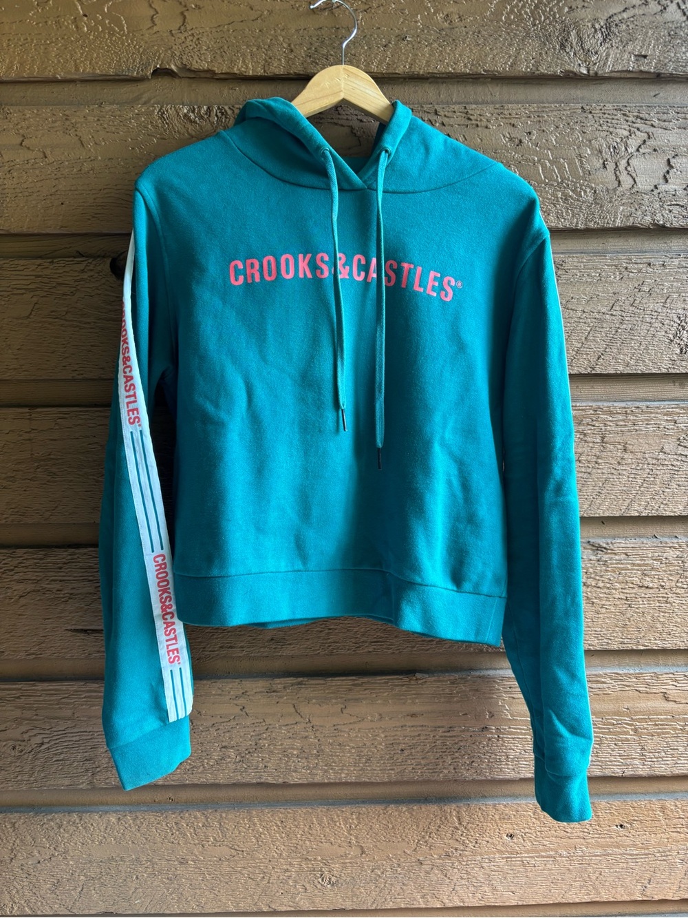 Crooks & Castles Teal Pullover with Orange Logo and Stripe